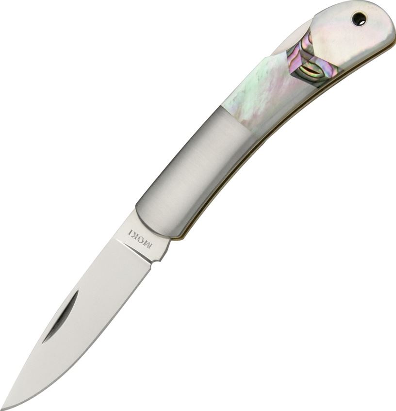 Moki Meek Folding Knife, AUS 8, Mother of Pearl and Abalone, 102EG - Click Image to Close