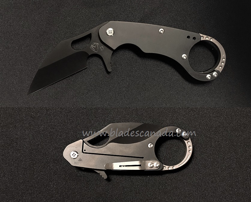 Medford Burung Karambit Flipper Framelock Knife, D2 Black PVD, Titanium - Click Image to Close