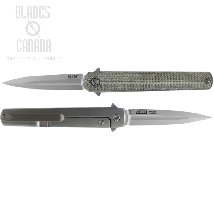 (image for) MKM Flame Flipper Framelock Dagger Knife, M390, Micarta Green, FL02-GCT