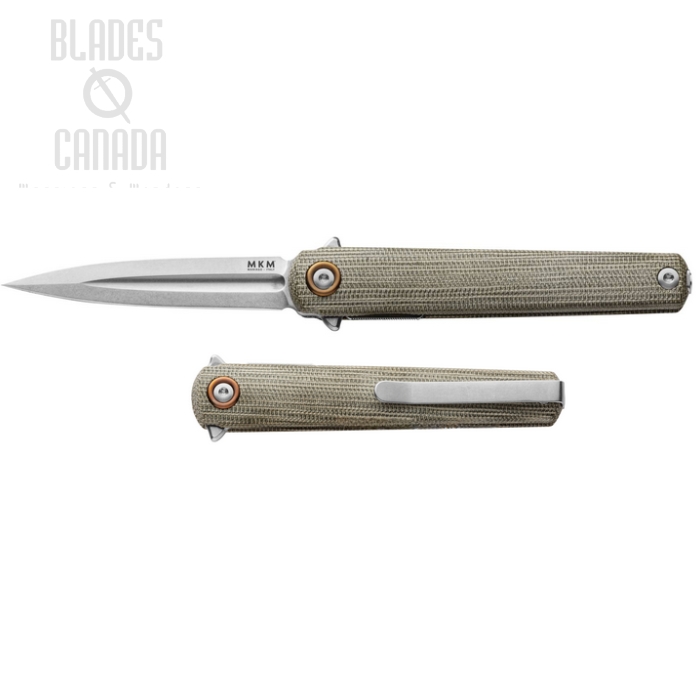 (image for) MKM Maniago Flame Light Flipper Folding Knife, M390 SW, Micarta Green, FL02L-GC