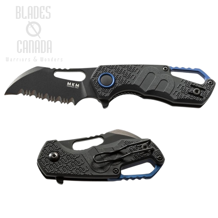 (image for) MKM Maniago Knives Isonzo Hawkbill Flipper Folder, Serrated Black N690Co Steel, Black FRN, FX03-1PBK