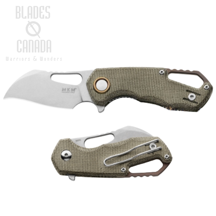 (image for) MKM Isonzo Flipper Folding Knife, M390 SW Hawkbill, Micarta Green, FX03M-1GC