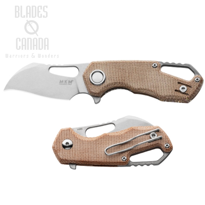 (image for) MKM Isonzo Flipper Folding Knife, M390 SW Hawkbill, Micarta Natural, FX03M-1NC