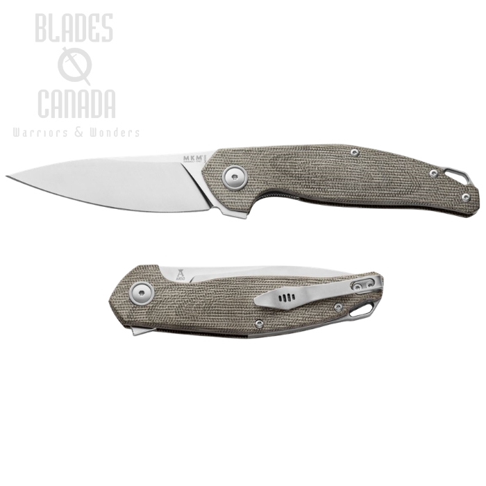 MKM Maniago Goccia Flipper Folder Satin M390 Blade, Green Micarta Handle GC-GC (image for) MKM Maniago Goccia Flipper Folder Satin M390 Blade, Green Micarta Handle GC-GC