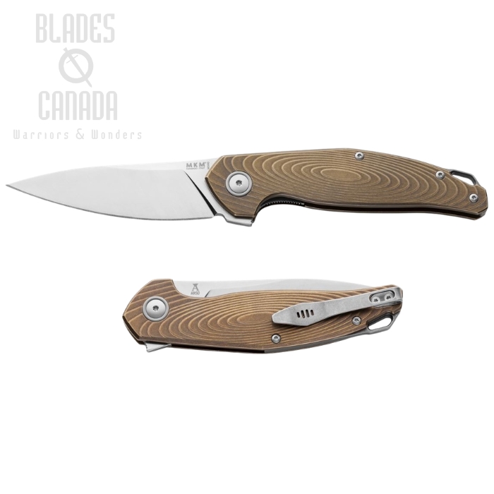 (image for) MKM Maniago Goccia Flipper Folder Satin M390 Blade, Bronze Anodized 3D Titanium Handle GC-TBR