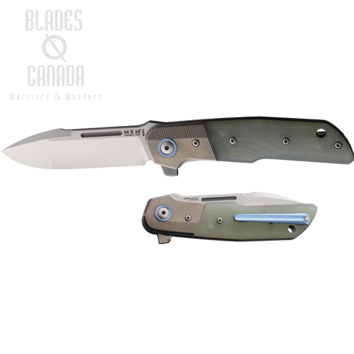(image for) MKM Maniago Clap Flipper Folding Knife, M390 Satin, Titanium/G10 Jade, LS01GNT