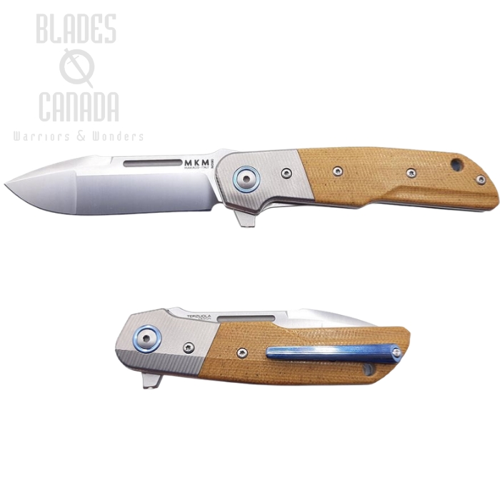 MKM Maniago Clap Flipper Folder M390 Blade, Natural Micarta Handle W/ Titanium Bolter LS01-NCT (image for) MKM Maniago Clap Flipper Folder M390 Blade, Natural Micarta Handle W/ Titanium Bolter LS01-NCT