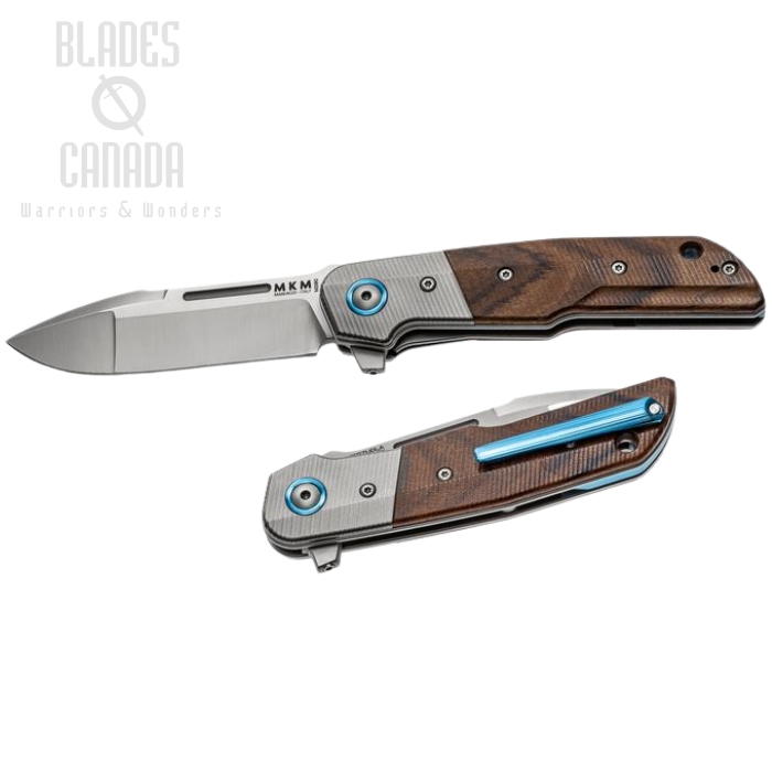 (image for) MKM Clap Folding Knife, M390, Santos Wood Scales,Titanium Bolster, LS01-ST