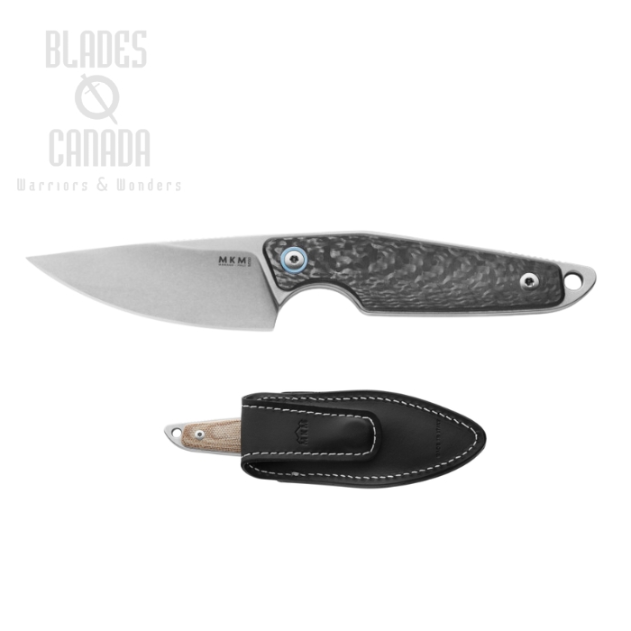 MKM Managio Makro 1 Fixed Blade Knife, M390 SW, Carbon Fiber, Leather Sheath, MA01-CF