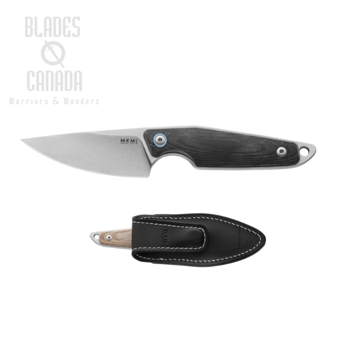 MKM Managio Makro 1 Fixed Blade Knife, M390 SW, Black G10, Leather Sheath, MA01-GBK