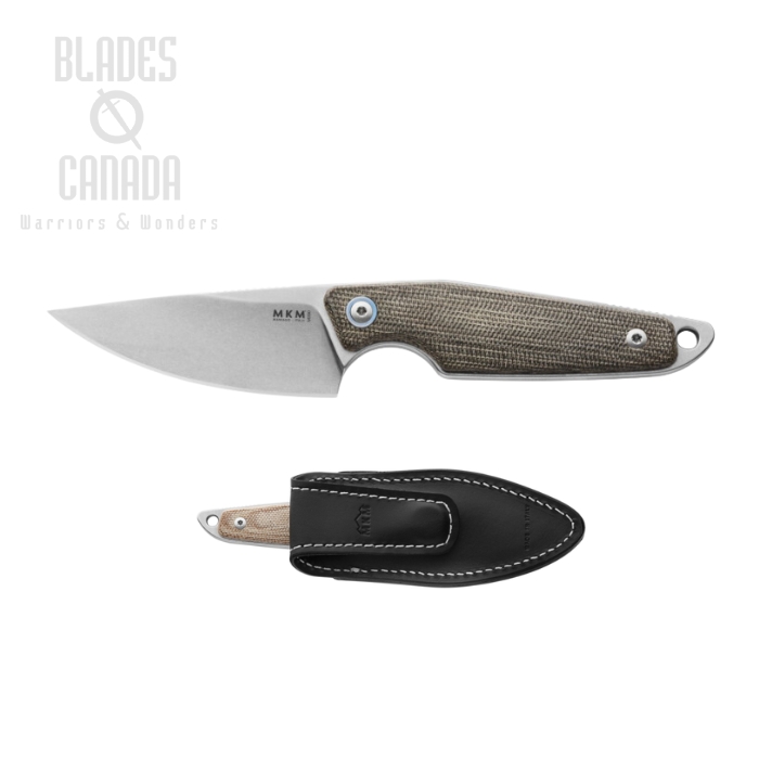 MKM Managio Makro 1 Fixed Blade Knife, M390 SW, Green Micarta, Leather Sheath, MA01-GC