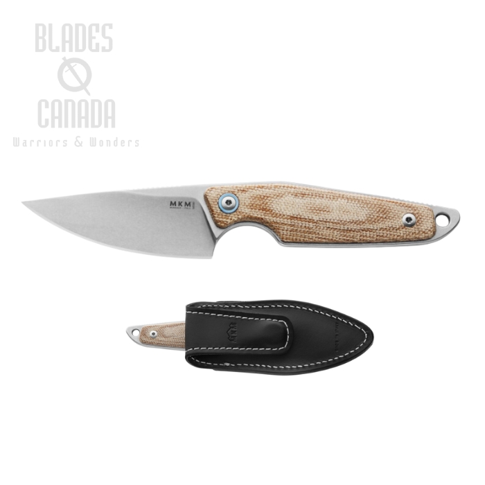 MKM Managio Makro 1 Fixed Blade Knife, M390 SW, Natural Micarta, Leather Sheath, MA01-NC