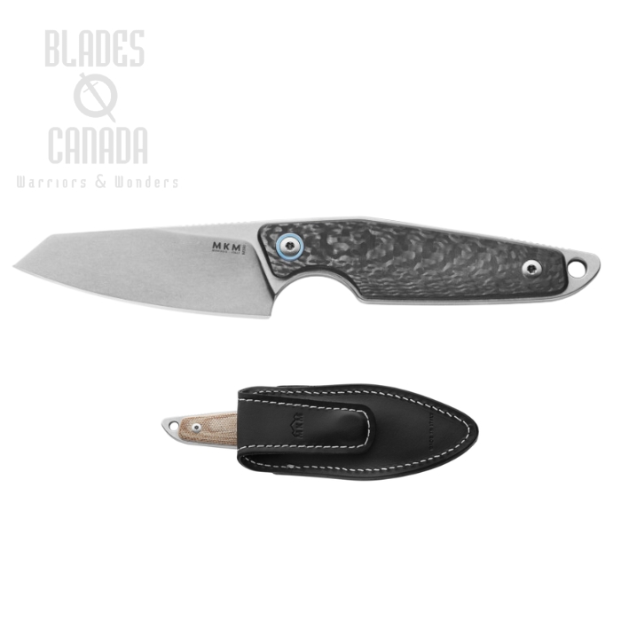 MKM Managio Makro 2 Fixed Blade Knife, M390 SW, Carbon Fiber, Leather Sheath, MA02-CF
