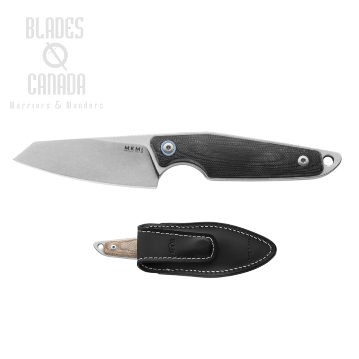MKM Managio Makro 2 Fixed Blade Knife, M390 SW, Black G10, Leather Sheath, MA02-GBK