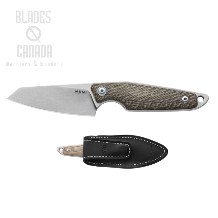 MKM Managio Makro 2 Fixed Blade Knife, M390 SW, Micarta Green, Leather Sheath, MA02-GC