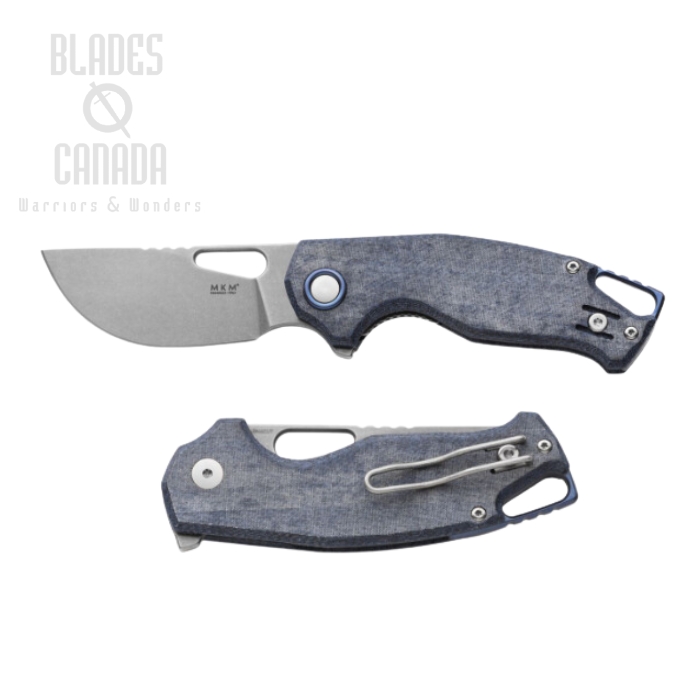 MKM Managio Vincent Flipper Folding Knife, Magnacut, Denim Canvas Micarta, VCM-DC