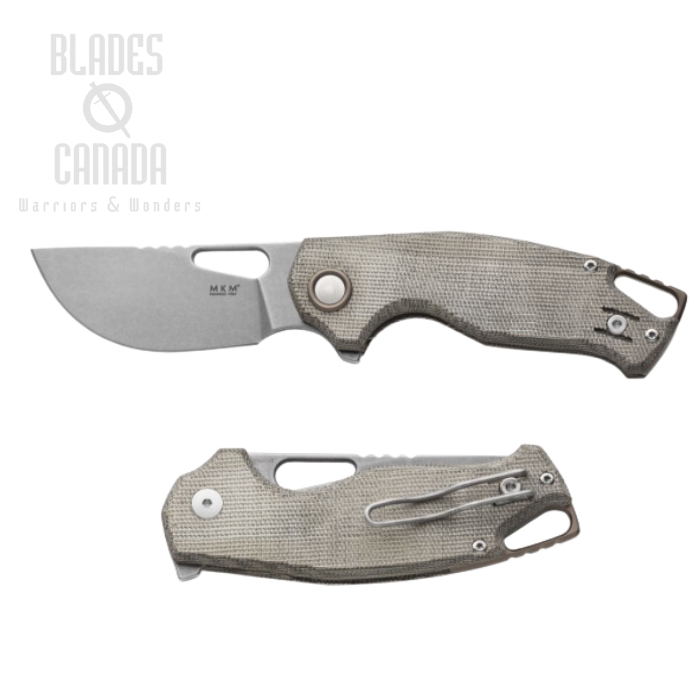 MKM Managio Vincent Flipper Folding Knife, Magnacut, Green Canvas Micarta, VCM-GC