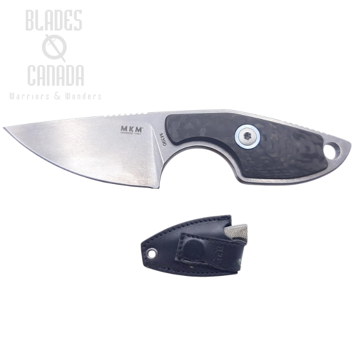 (image for) MKM Maniago Knives Mikro 1 M390 Steel, Carbon Fiber Handle, Leather Sheath, MR01-CF
