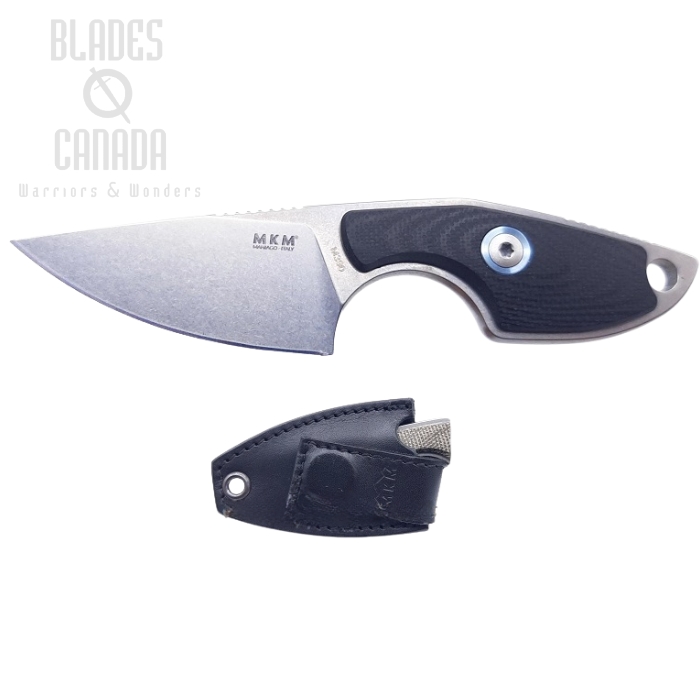 (image for) MKM Maniago Knives Mikro 1 M390 Steel, Black G10 Handle, Leather Sheath, MR01-GBK