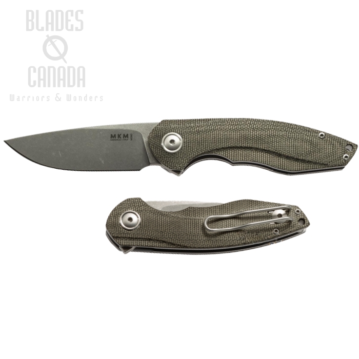 MKM Maniago Timavo Flipper Folding Knife, M390 Satin, Micarta Green, VP02-GC (image for) MKM Maniago Timavo Flipper Folding Knife, M390 Satin, Micarta Green, VP02-GC