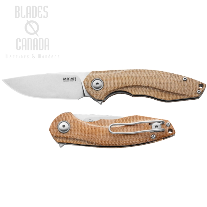 MKM Maniago Timavo Flipper Folding Knife, M390 SW, Micarta Natural, VP02-NC (image for) MKM Maniago Timavo Flipper Folding Knife, M390 SW, Micarta Natural, VP02-NC