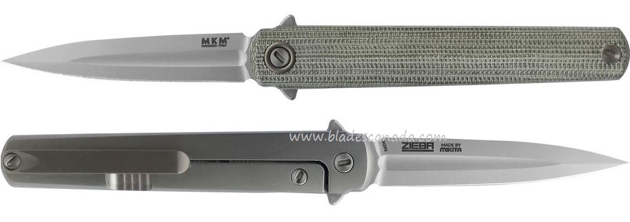 MKM Flame Flipper Framelock Dagger Knife, M390, Micarta Green, FL02-GCT