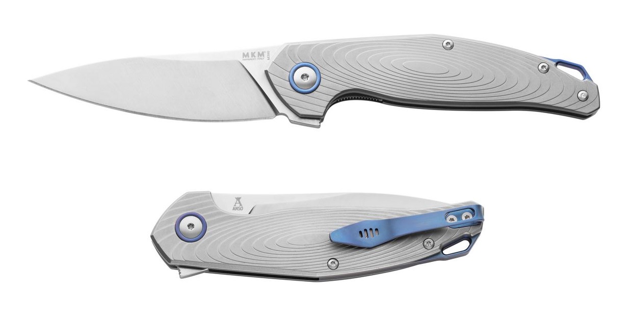 MKM Maniago Goccia Flipper Folder Satin M390 Blade, 3D Titanium Handle GC-T