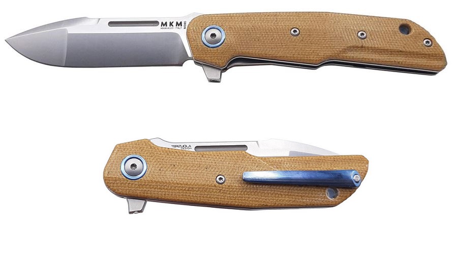 MKM Maniago Clap Flipper Folder M390 Blade, Natural Micarta Handle LS01-NC