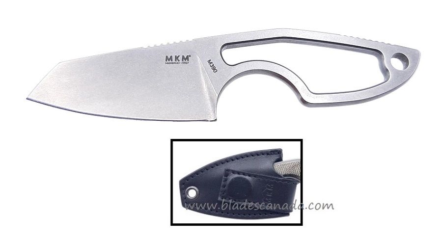 MKM Maniago Knives Mikro 2, M390 Steel Sheepsfoot, Leather Sheath, MR02-N - Click Image to Close