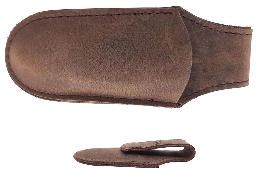 MKM Maniago Pocket Leather Sheath With Magnetic Closure - Brown PLSM01