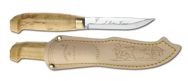 Marttiini Lynx Fixed Blade Knife, Curly Birch, Leather Sheath, 131010 - Click Image to Close