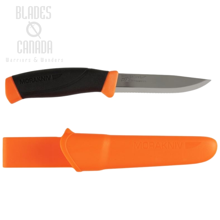 (image for) Morakniv Companion F Fixed Blade Knife, Stainless Serrated, Orange, 11829