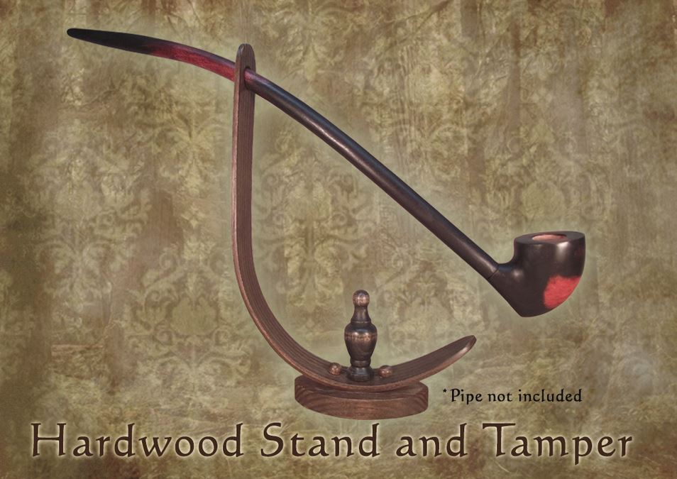MacQueen Pipes Hardwood Pipe Stand and Tamper - Brown