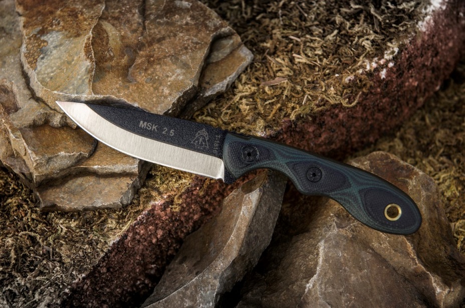TOPS Mini Scandi 2.5 Fixed Blade Knife, 1095 Carbon, G10 Green/Black, Neck Sheath, MSKGB
