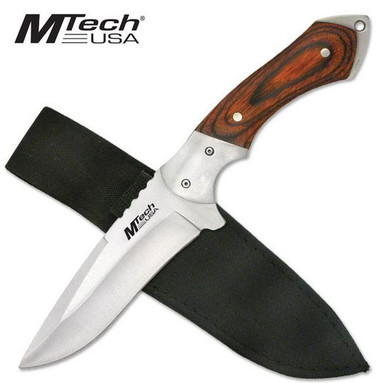 MTech 080 Fixed Blade Knife, Pakkawood Handle, Nylon Sheath