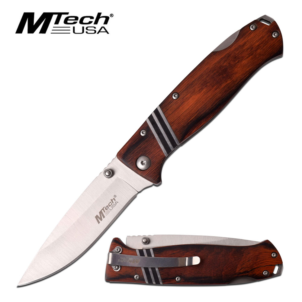 MTech 966BB Lockback Folding Knife, Pakkawood Handle