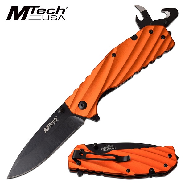 Mtech A1056OR Flipper Folding Knife, Assisted Opening, Aluminum Orange