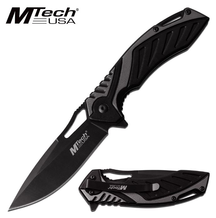 Mtech A1092GY Flipper Folding Knife, Assisted Opening, Aluminum Grey