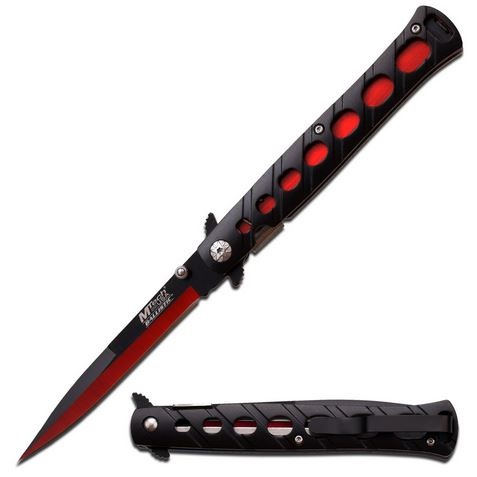 MTech A317RD Stiletto Folding Knife, Assisted Opening, Two-Tone Red