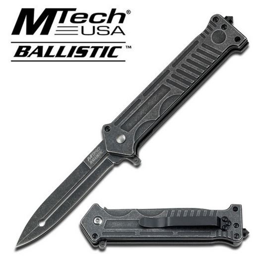 MTech Joker Flipper Folding Knife, Assisted Opening, Stonewash, A840P