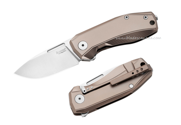 Lion Steel Nano Flipper Framelock Knife, CPM MagnaCut Satin, Titanium Bronze, NA01 BR