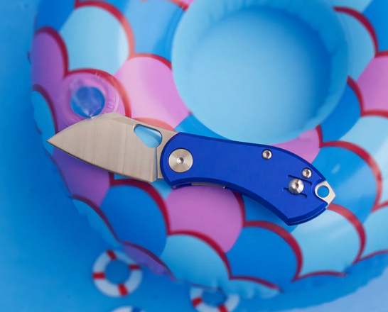 GiantMouse ACE Nibbler Folding Knife, N690 Satin, Aluminum Blue, NIBBLER-ALU-BLUE
