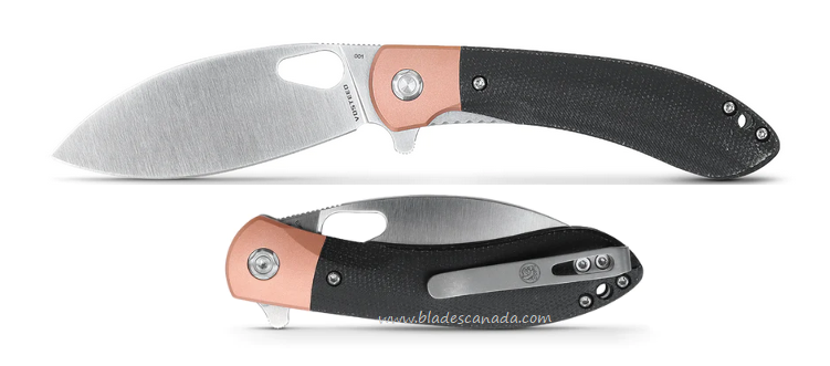 Vosteed Nightshade Flipper Folding Knife, Elmax Satin, Micarta Black w/Copper Bolster, NSK001