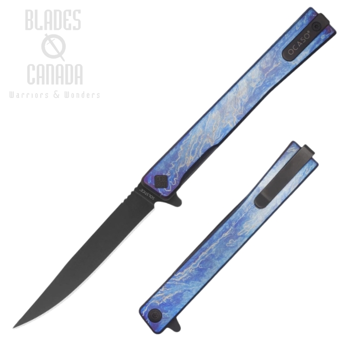 (image for) Ocaso Solstice Flipper Folding Knife, CPM S35VN Black, Titanium Anodized, 10DBB
