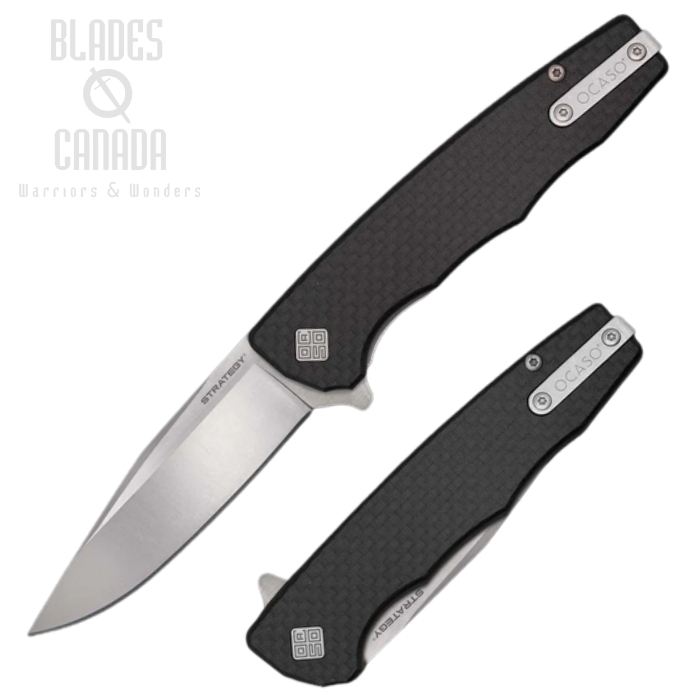 (image for) Ocaso The Strategy Flipper Folding Knife, D2 Satin, Carbon Fiber/G10 Black, 29BCD