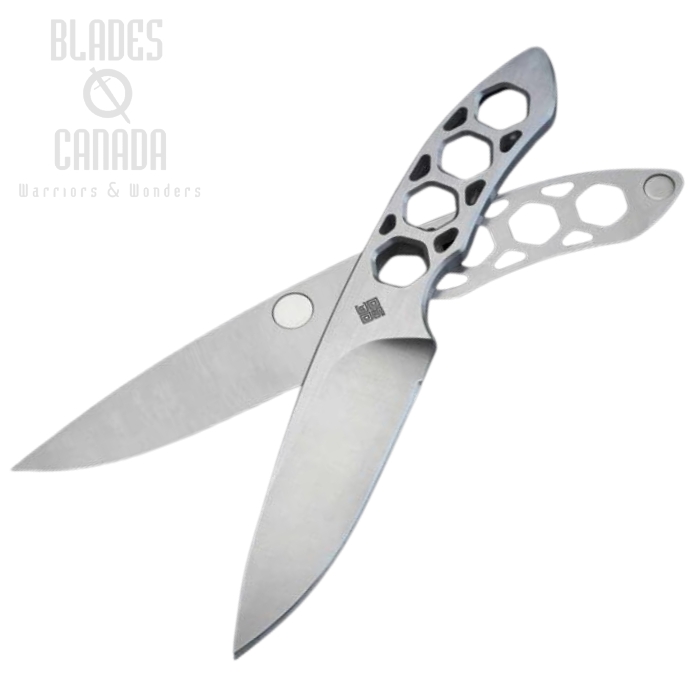 (image for) Ocaso Duo Desk Knife, Stainless Steel Spearpoint, Walnut/Stainless Stand, 80DKS