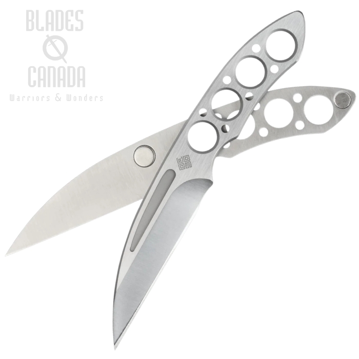 (image for) Ocaso Duo Desk Knife, Stainless Steel Wharncliffe, Walnut/Stainless Stand, 80DKW