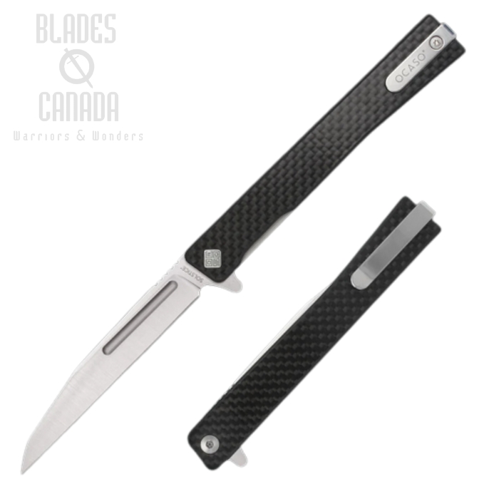 (image for) Ocaso Solstice Flipper Folding Knife, S35VN Satin, Carbon Fiber, 8WFS
