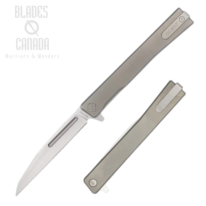 Ocaso Solstice Flipper Folding Knife, S35VN Satin, Titanium Grey, 8WTS (image for) Ocaso Solstice Flipper Folding Knife, S35VN Satin, Titanium Grey, 8WTS