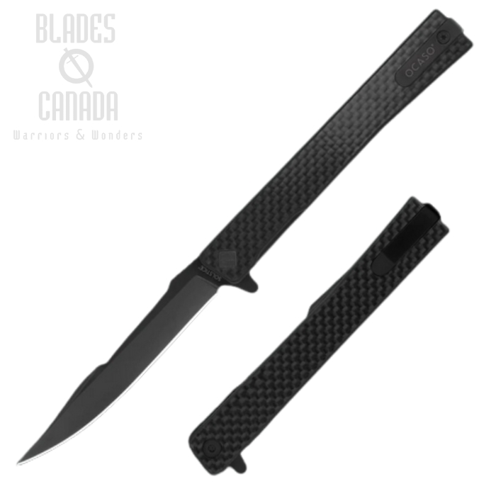 Ocaso Solstice Flipper Folding Knife, S35VN Black Harpoon, Carbon Fiber, 9HFB (image for) Ocaso Solstice Flipper Folding Knife, S35VN Black Harpoon, Carbon Fiber, 9HFB